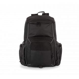 Sac à dos de sport recyclé avec porte-objets KI0176 - Black personnalisable - Vue de face