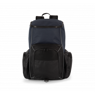 Sac à dos de sport recyclé avec porte-objets KI0176 - Navy / Black personnalisable - Vue de face