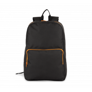 Sac à dos avec fermetures éclair contrastée KI0181 - Black / Orange personnalisable - Vue de face
