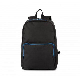 Sac à dos avec fermetures éclair contrastée KI0181 - Black / Royal Blue personnalisable - Vue de face