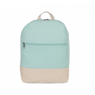 Sac à dos essentiel en coton KI0185 - Ice Mint / Natural personnalisable - Vue de face