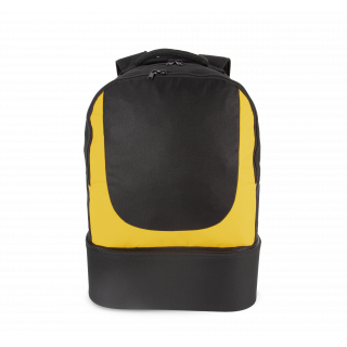 Sac à dos sports d'équipe à fond rigide KI0192 - Black / Yellow personnalisable - Vue de face