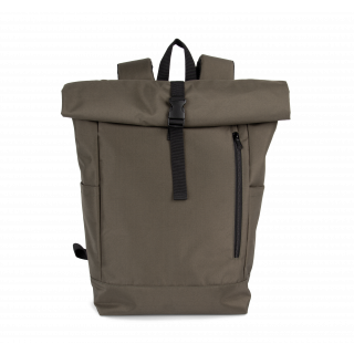 Sac à dos casual Roll-Top KI0195 - Dark Khaki personnalisable - Vue de face