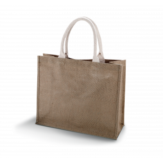 Sac de plage en jute KI0219 - Capuccino personnalisable - Vue de face