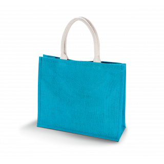 Sac de plage en jute KI0219 - Turquoise personnalisable - Vue de face