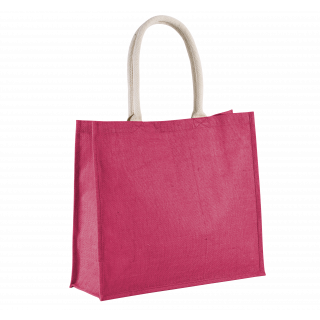 Sac de plage en jute KI0219 - Fuchsia personnalisable - Vue de face
