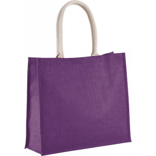 Sac de plage en jute KI0219 - Plum Violet personnalisable - Vue de face