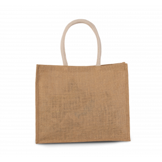 Sac de plage en jute KI0219 - Natural / Gold personnalisable - Vue de face