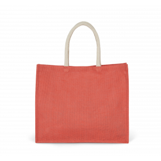 Sac de plage en jute KI0219 - True Coral personnalisable - Vue de face