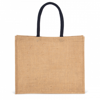 Sac de plage en jute KI0219 - Natural / Navy personnalisable - Vue de face