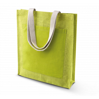 Sac shopping toile de jute KI0221 - Lime Green personnalisable - Vue de face