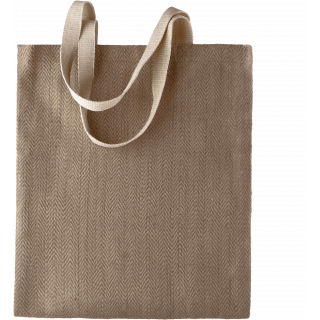 Sac en toile de jute teint 100% naturel KI0226 - Natural / Capuccino personnalisable - Vue de face