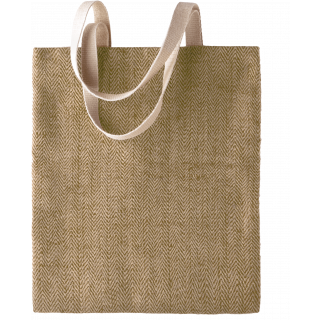 Sac en toile de jute teint 100% naturel KI0226 - Natural / Military Green personnalisable - Vue de face