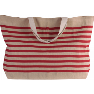 Grand sac fourre-tout en juco KI0228 - Natural / Red personnalisable - Vue de face