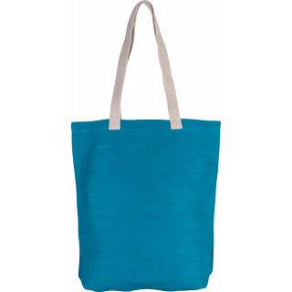 Sac shopping en juco KI0229 - Turquoise personnalisable - Vue de face