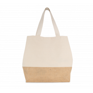 Sac shopping en toiles de coton et jute KI0235 - Natural personnalisable - Vue de face