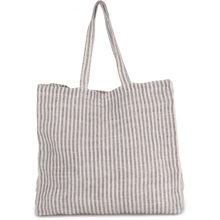 Sac shopping à rayures en juco KI0236 - Steel Grey / Natural personnalisable - Vue de face