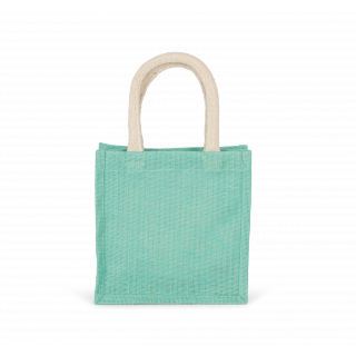 Sac style cabas en toile de jute - petit modèle KI0272 - Ice Mint personnalisable - Vue de face