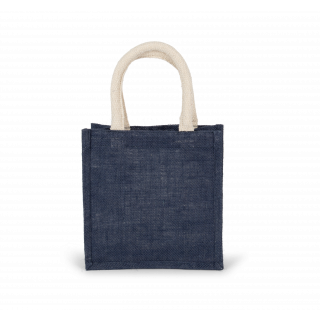 Sac style cabas en toile de jute - petit modèle KI0272 - Midnight Blue personnalisable - Vue de face