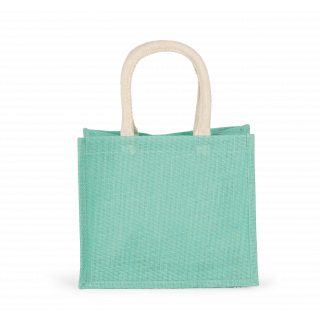 Sac style cabas en toile de jute - modèle moyen KI0273 - Ice Mint personnalisable - Vue de face