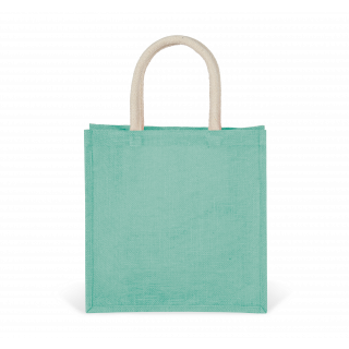 Sac style cabas en toile de jute - grand modèle KI0274 - Ice Mint personnalisable - Vue de face