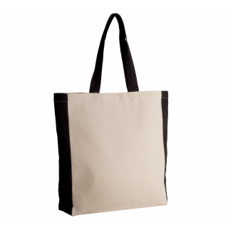 Sac cabas bicolore KI0275 - Natural / Black personnalisable - Vue de face