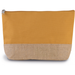 Pochette en toiles de coton et jute KI0276 - Cumin Yellow / Natural personnalisable - Vue de face