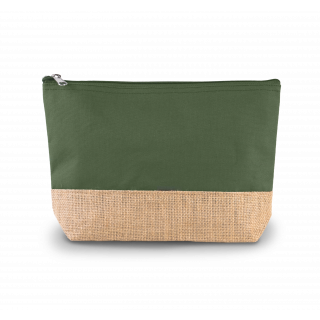 Pochette en toiles de coton et jute KI0276 - Dusty Light Green / Natural personnalisable - Vue de face