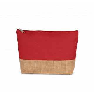 Pochette en toiles de coton et jute KI0276 - Arandano Red / Natural personnalisable - Vue de face