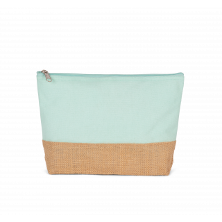 Pochette en toiles de coton et jute KI0276 - Ice Mint / Natural personnalisable - Vue de face