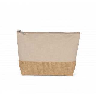 Pochette en toiles de coton et jute KI0276 - Light Sand / Natural personnalisable - Vue de face