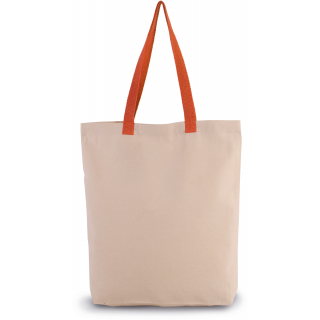 Sac shopping à soufflet avec poignées contrastées KI0278 - Natural / Spicy Orange personnalisable - Vue de face