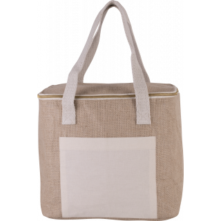 Sac isotherme en jute - modèle moyen KI0353 - Natural personnalisable - Vue de face
