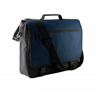 Porte-document avec rabat KI0412 - Black / Navy personnalisable - Vue de face