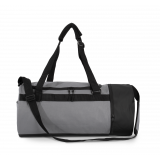 Sac de sport forme tube avec compartiment chaussures séparé KI0630 - Dark Cool Grey / Black personnalisable - Vue de fac