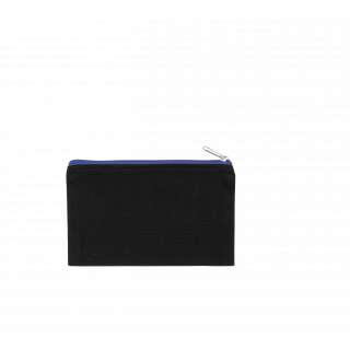 Pochette en coton canvas - petit modèle KI0720 - Black / Royal Blue personnalisable - Vue de face