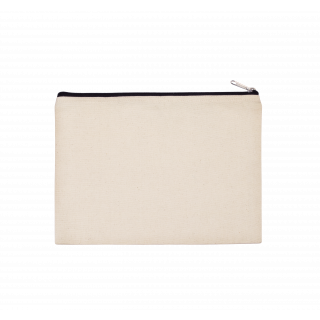 Pochette en coton canvas - grand modèle KI0722 - Natural / Black personnalisable - Vue de face