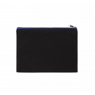 Pochette en coton canvas - grand modèle KI0722 - Black / Royal Blue personnalisable - Vue de face