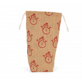 Porte-bouteille avec motifs de Noël KI0726 - Natural / Cherry Red personnalisable - Vue de face