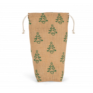 Porte-bouteille avec motifs de Noël KI0726 - Natural / Dark Green personnalisable - Vue de face