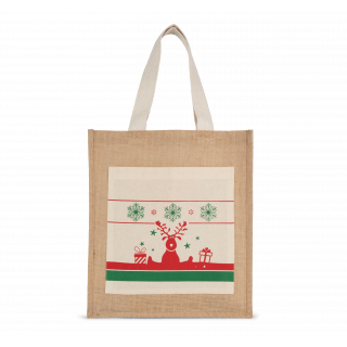 Sac shopping avec motifs de Noël KI0732 - Natural personnalisable - Vue de face
