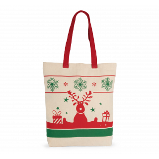 Sac shopping avec motifs de Noël KI0733 - Natural personnalisable - Vue de face