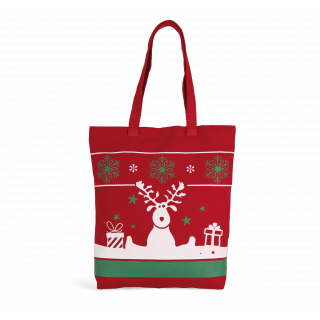 Sac shopping avec motifs de Noël KI0733 - Cherry Red personnalisable - Vue de face