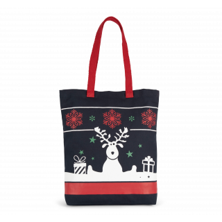 Sac shopping avec motifs de Noël KI0733 - Night Navy personnalisable - Vue de face