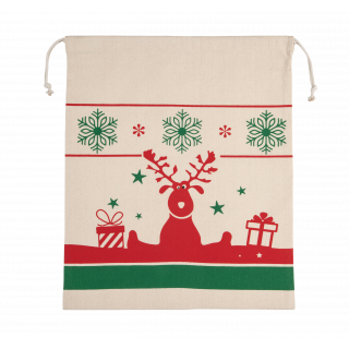 Sac avec cordon motifs de Noël KI0735 - Natural personnalisable - Vue de face
