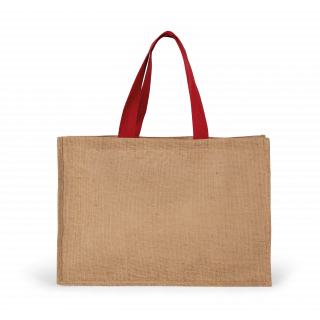 Sac shopping XL KI0743 - Natural / Cherry Red personnalisable - Vue de face