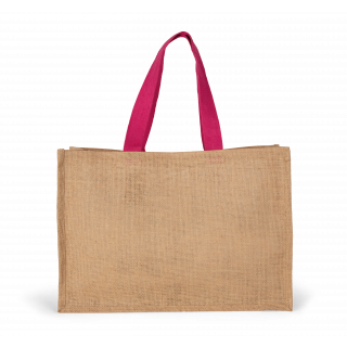 Sac shopping XL KI0743 - Natural / Fuchsia personnalisable - Vue de face