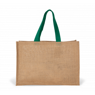 Sac shopping XL KI0743 - Natural / Kelly Green personnalisable - Vue de face