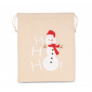 Sac coton à cordon motif bonhomme de neige KI0745 - Natural personnalisable - Vue de face
