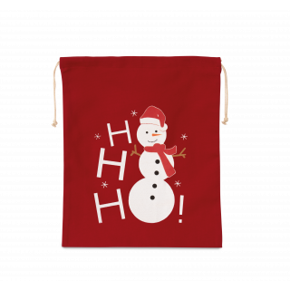 Sac coton à cordon motif bonhomme de neige KI0745 - Cherry Red personnalisable - Vue de face